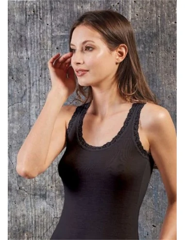 Sublyme - ART. 1605 - Canotta in seta spalla larga con pizzo