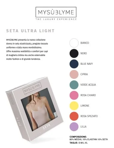 Sublyme - ART. 1605 - Canotta in seta spalla larga con pizzo