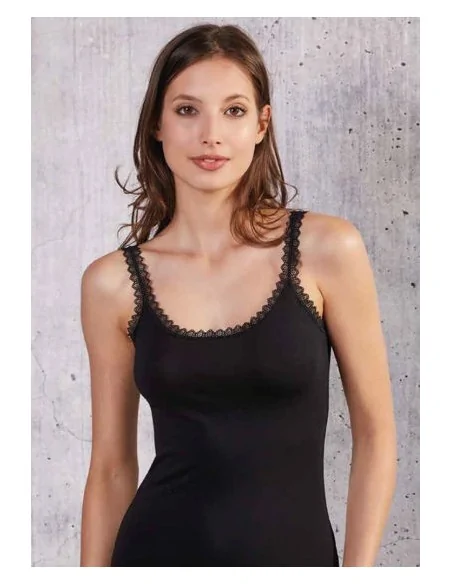 Esse Speroni - ART. 1702 - Top spalla stretta con bordi in pizzo