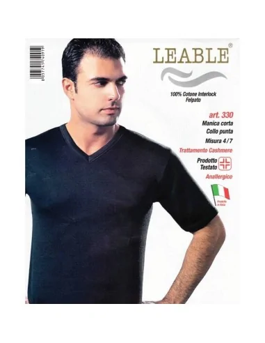 Leable - ART. 330 - T-Shirt caldocotone interlock collo a V