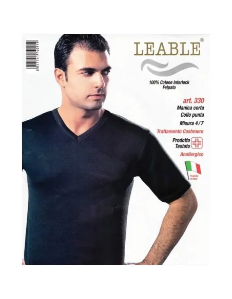 Leable - ART. 330 - T-Shirt caldocotone interlock collo a V