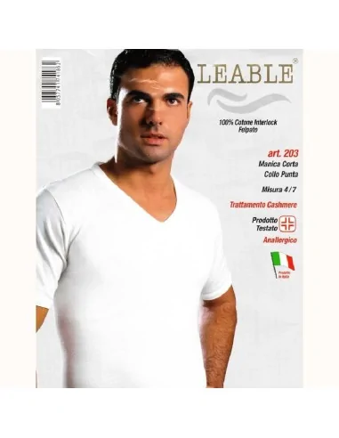 Leable - ART. 203 - T-Shirt caldocotone interlock collo a V