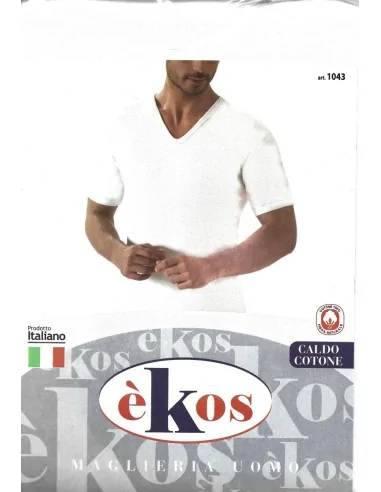 èKos - ART. 1043 - Maglia mezza manica in caldo cotone collo a V