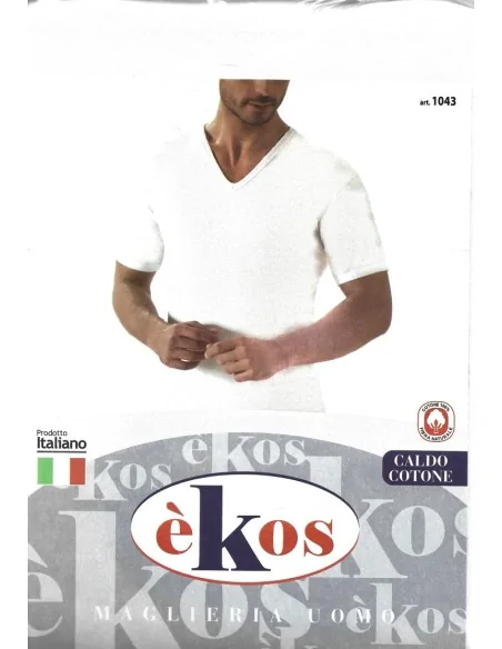èKos - ART. 1043 - Maglia mezza manica in caldo cotone collo a V