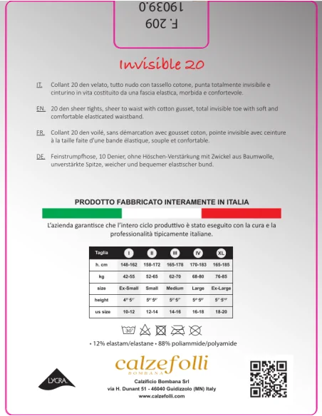 CalzeFolli - Invisible 20 - Collant tuttonudo
