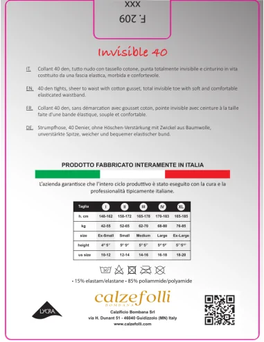 CalzeFolli - Invisible 40 - Collant tuttonudo