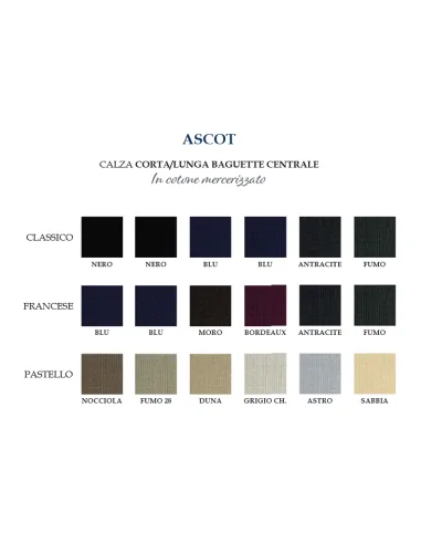 Prisco - ASCOT C - Calza corta baguette centrale (scatola da 6 paia)