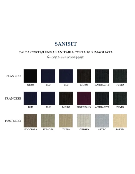 Prisco - SANISET L - Calza sanitaria lunga a costine 1/1 rimagliata a mano (scatola da 6 paia)