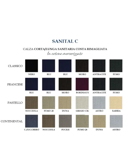 Prisco - SANITAL CL - Calza sanitaria lunga a costine rimagliata a mano (scatola da 6 paia)