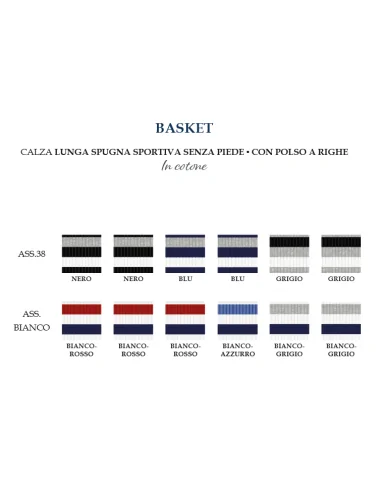 Prisco - BASKET - Calza lunga spugna sportiva senza piede (scatola da 6 paia)