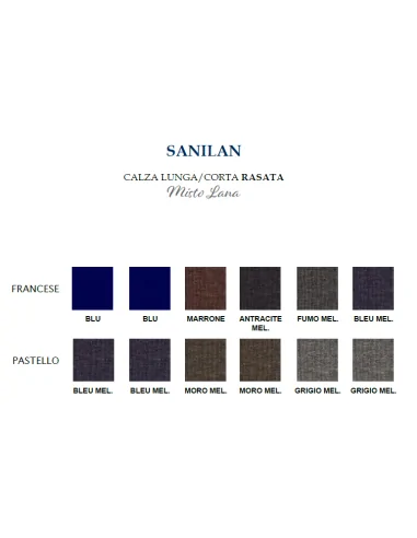 Prisco - SANILAN C - Calza corta rasata elasticizzata in misto lana (scatola da 6 paia)