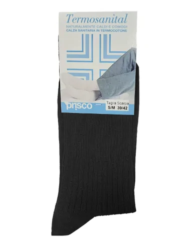 Prisco - TERMOSANITAL C - Calza corta a costine elasticizzata in termo cotone (scatola da 6 paia)