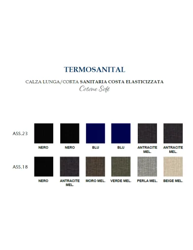 Prisco - TERMOSANITAL C - Calza corta a costine elasticizzata in termo cotone (scatola da 6 paia)