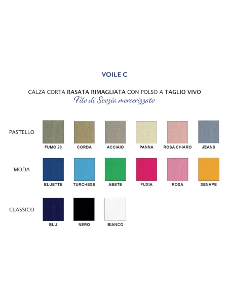 Punto - VOILE C - Calza corta in Filo di Scozia taglio laser (scatola da 6 paia)