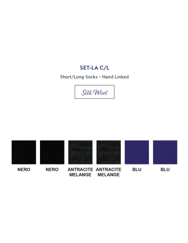 Punto - SET-LA C - Calza corta rimagliata a mano in lana & seta (scatola da 6 paia)