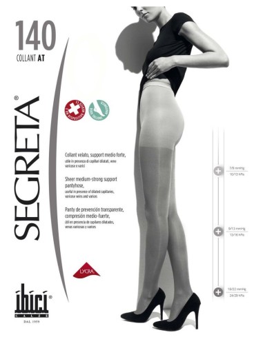 Ibici-SEGRETA 140 SUPERCALIBRATO COLLANT-140 DEN - Support medio forte velato 18/22 mmHg - hPa 24/29Collant calibrato 140 den support medio-forte, velato, maglia a rete. Corpino rinforzato con banda dorsale e frontale in tutte le taglie, elastico applicato, cuciture piatte. Con tallone anatomico, punte rinforzate. Utile in presenza di capillari dilatati, vene varicose e varici. Ibici-SEGRETA 140 SUPERCALIBRATO COLLANT-140 DEN - Support medio forte velato 18/22 mmHg - hPa 24/29Collant calibrato 140 den support medio-forte, velato, maglia a rete. Corpino rinforzato con banda dorsale e frontale in tutte le taglie, elastico applicato, cuciture piatte. Con tallone anatomico, punte rinforzate. Utile in presenza di capillari dilatati, vene varicose e varici.