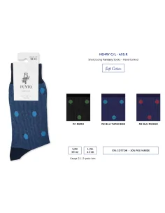 Punto - HENRY C - Calza corta in caldo cotone rimagliata a mano (scatola da 3 paia)
