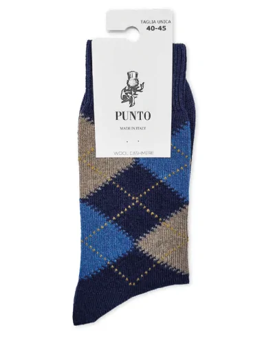 Punto - KINGCASH C - Calza corta a rombi in lana & cashmere (scatola da 3 paia)