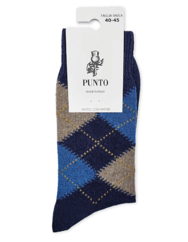 Punto - KINGCASH L - Calza lunga a rombi in lana & cashmere (scatola da 3 paia)
