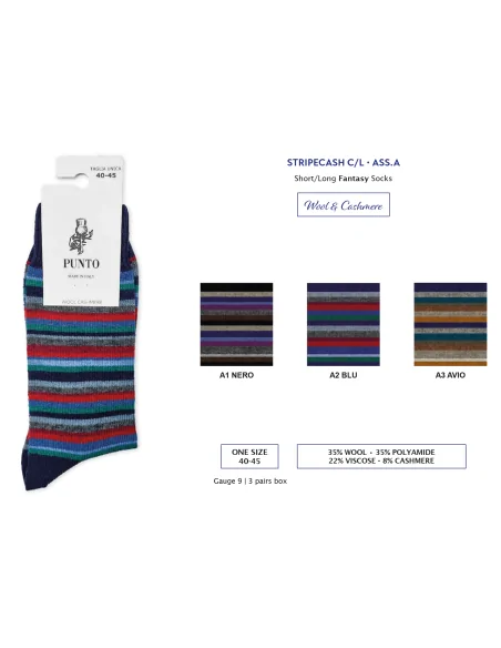 Punto - STRIPECASH C - Calza corta a righe in lana & cashmere (scatola da 3 paia) Punto - STRIPECASH C - Calza corta a righe in lana & cashmere (scatola da 3 paia)