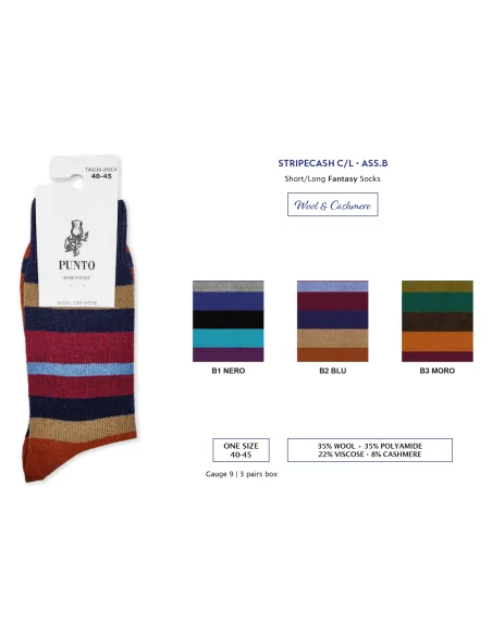 Punto - STRIPECASH C - Calza corta a righe in lana & cashmere (scatola da 3 paia)