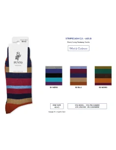 Punto - STRIPECASH L - Calza lunga a righe in lana & cashmere (scatola da 3 paia)