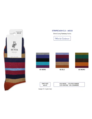 Punto - STRIPECASH L - Calza lunga a righe in lana & cashmere (scatola da 3 paia)