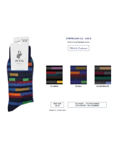 Punto - STRIPECASH L - Calza lunga a righe in lana & cashmere (scatola da 3 paia)