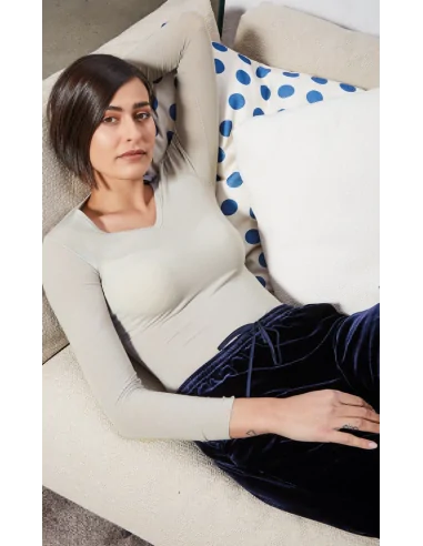 Sublyme - ART. 1466 - T-SHIRT manica lunga, collo a V, in cashmere