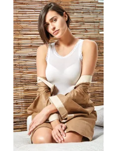 Sublyme - ART. 1420 - Canotta spalla larga con pizzo cashmere ultra light