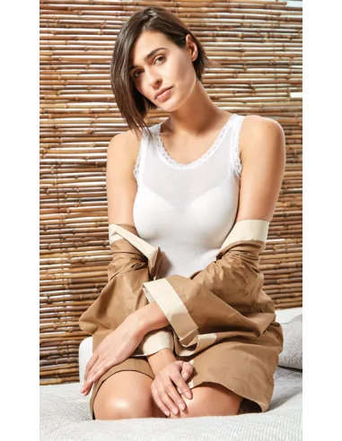 Sublyme - ART. 1420 - Canotta spalla larga con pizzo cashmere ultra light