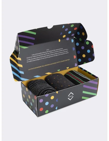 1912 - Art. MUIBX001 - Confezione regalo da uomo base nero (3 paia)