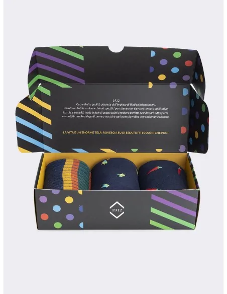 1912 - Art. MUIBX002 - Confezione regalo da uomo base blu (3 paia)