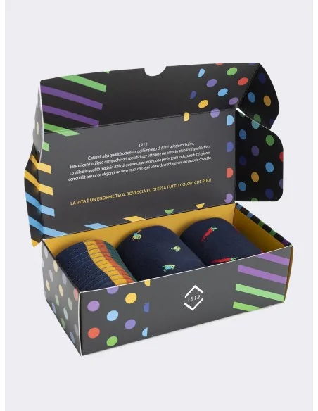 1912 - Art. MUIBX002 - Confezione regalo da uomo base blu (3 paia)