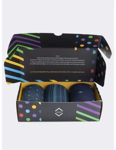 1912 - Art. MUIBX003 - Confezione regalo da uomo base blu (3 paia)