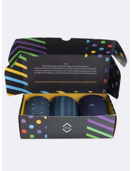 1912 - Art. MUIBX003 - Confezione regalo da uomo base blu (3 paia)