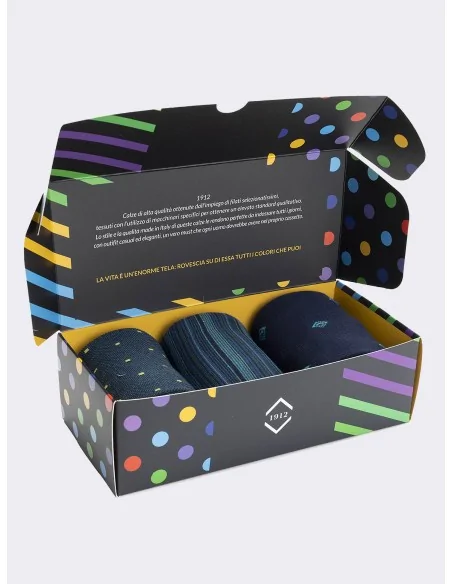 1912 - Art. MUIBX003 - Confezione regalo da uomo base blu (3 paia)