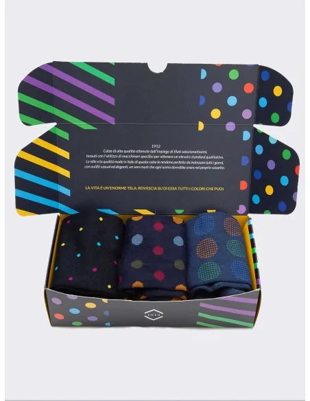 1912 - Art. MUIBX014 - Confezione regalo da uomo a pois (3 paia)