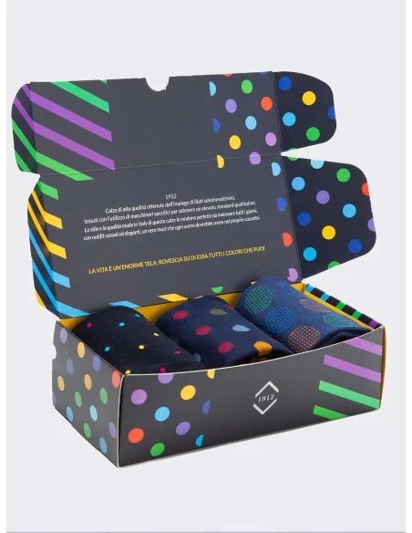 1912 - Art. MUIBX014 - Confezione regalo da uomo a pois (3 paia)