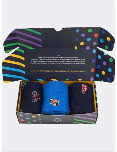 1912 - Art. MUIBX014 - Confezione regalo da uomo fantasia veicoli (3 paia)