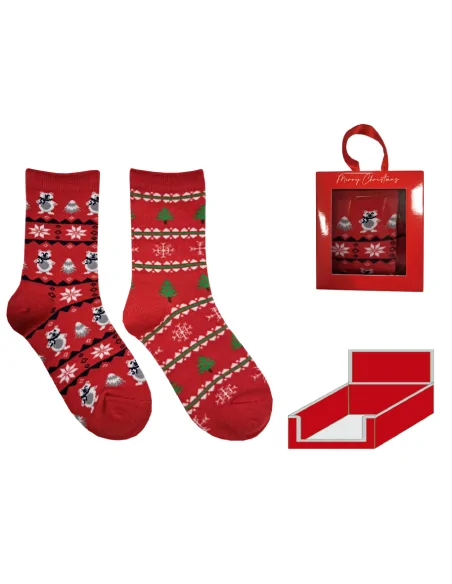1912 - Art. SNK0007C - Confezione regalo bambini fantasia Natale (2 paia)